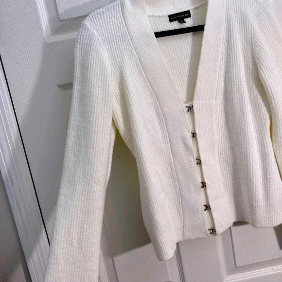 Elegant JLUXLABEL Cream Women's Sweater/cardigan size L - Picture 6 of 11